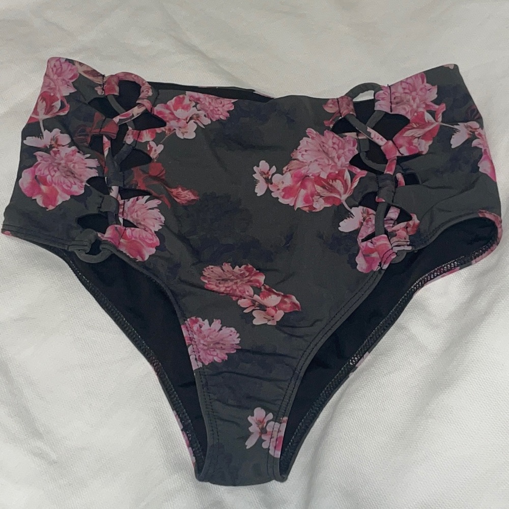 Beach Riot super high waisted floral bikini bottom